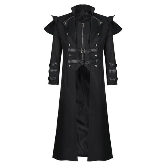 Men's Medieval Costumes Steampunk Long Trench Coat Gothic Victorian Vintage Tailcoat Jacket Halloween Costumes