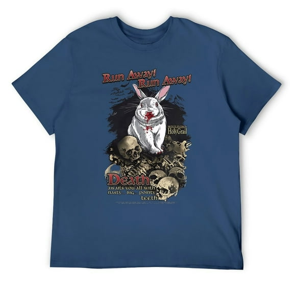 Men's Medieval Knight Run Funny Graphic Tee Sarcastic Humor Cotton Casual T-Shirt for Adults Navy-style S