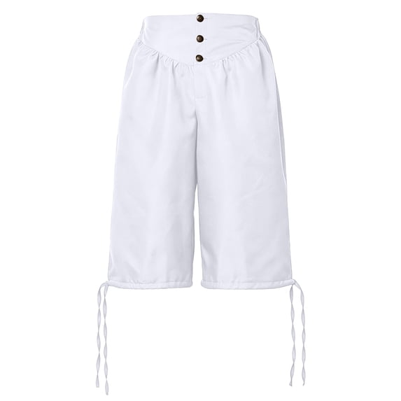 Men's Medieval Pirate Capri Pants Mens Knickers Colonial 3/4 Pants Renaissance Costume Viking Long Shorts Size 3XL White