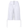 thumbnail image 1 of Men's Medieval Pirate Capri Pants Renaissance Costumes Viking Shorts Lace up Hem Halloween Costume Trousers, 1 of 4
