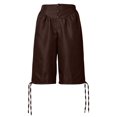 thumbnail image 1 of Men's Medieval Pirate Capri Pants Renaissance Costumes Viking Shorts Lace up Hem Halloween Costume Trousers, 1 of 5