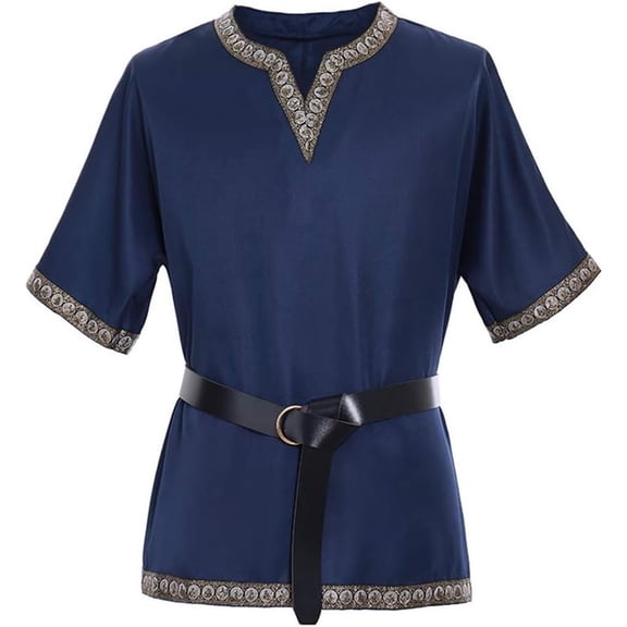 Men‘s Medieval Renaissance Pirate Viking LARP Blue Tunic Victorian Top