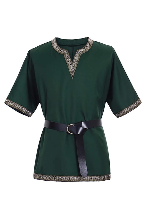 Men‘s Medieval Renaissance Pirate Viking LARP Green Tunic Victorian Top