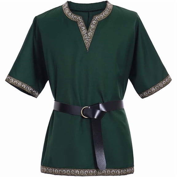 Men‘s Medieval Renaissance Pirate Viking LARP Green Tunic Victorian Top