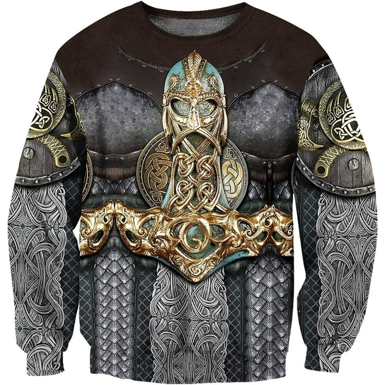 Men s Medieval Viking Knights Chain Hoodie Norse Mythology 3D Printed Quake Zip Sweatshirt Walmart