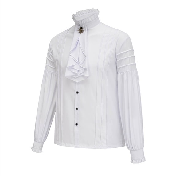 Men's Medieval Vintage Long Sleeve Shirt Renaissance Costume for Halloween Cosplay White XL