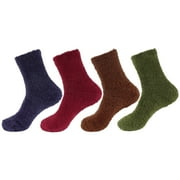 BAMBOOMN Men's Medium/Large Comfy Soft Warm Plush Slipper Bed Fuzzy Socks - Assortment M - 4 Pairs