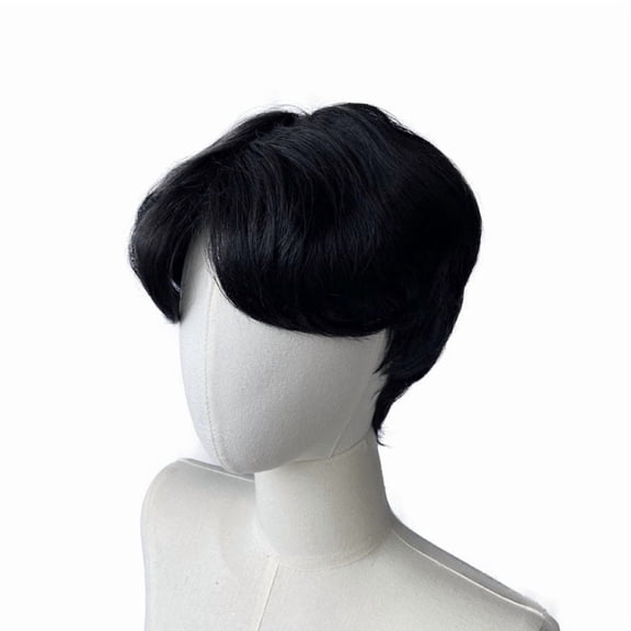 Men's Medium Parted Short Hair Fluffy Wig - Natural Look & Comfortable Fit for Daily Wear