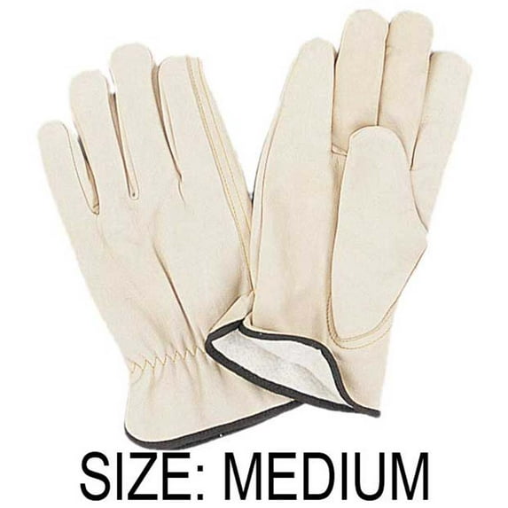 Men's Medium Size Top Grain Fleece Lined Cowhide Gloves : ( Pack of 2 Pairs ) (Maxi Star: GL-15102-Z02)