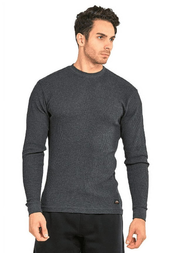 Men's Medium Weight Cotton Long Sleeve Thermal Top, Charcoal Gray M, 1 Pack