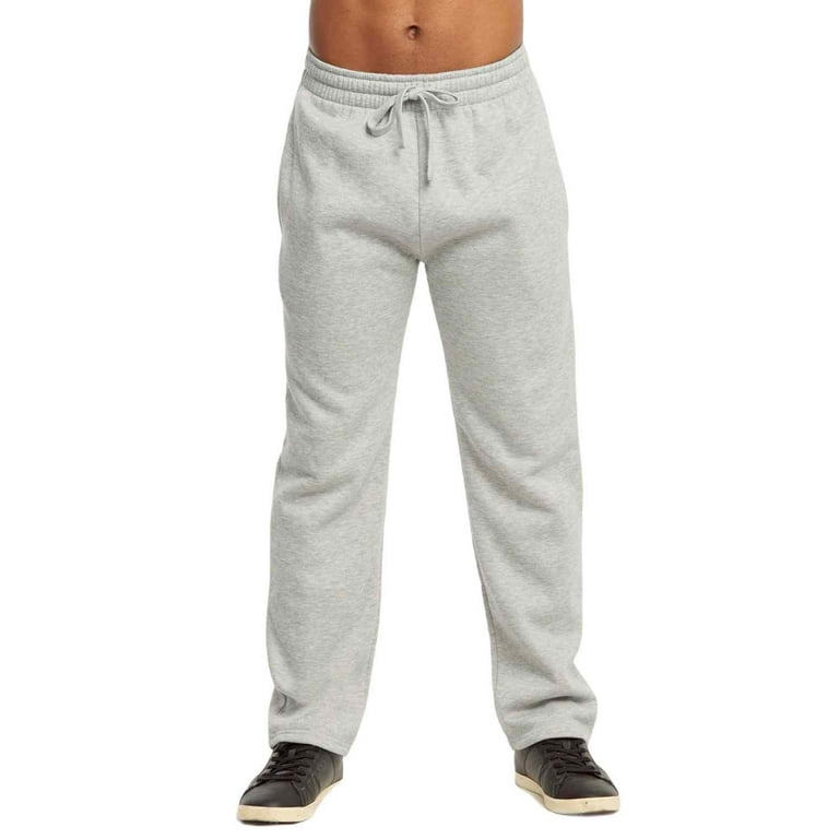 Men s Medium Weight Fleece Open Bottom Sweatpants with Pockets Heather Grey 3XL 1 Pack