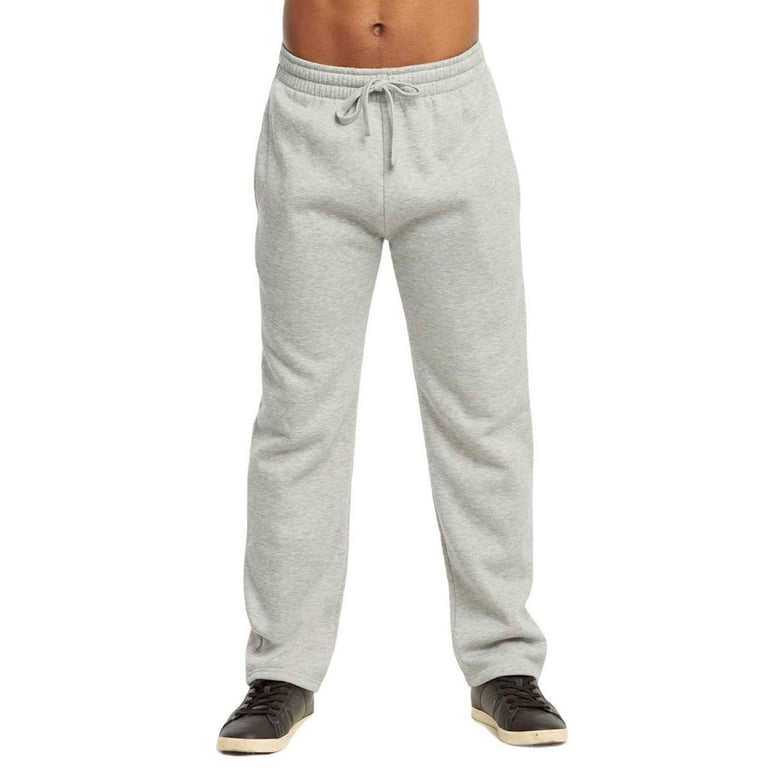 Men's Medium Weight Fleece Open Bottom Sweatpants with Pockets, Heather  Grey M, 1 Pack