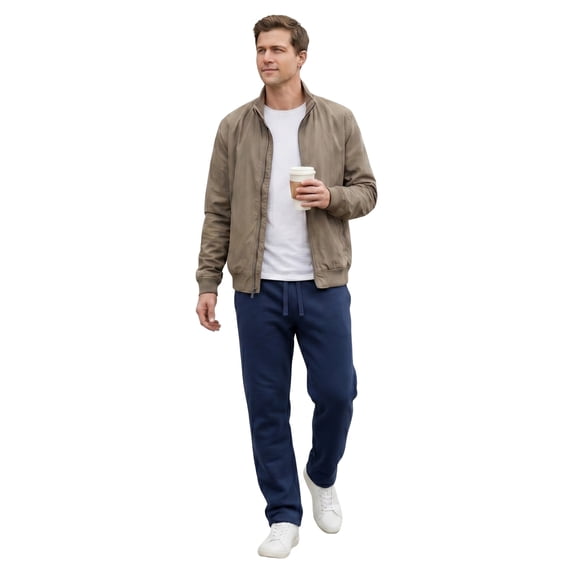 Men's Medium Weight Fleece Open Bottom Sweatpants with Pockets, NAVY S, 1 Pack