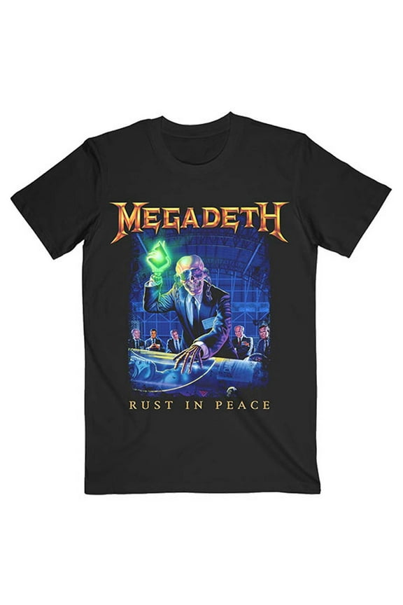 Men's Megadeth Rust In Peace Tracklist (Back Print) Slim Fit T-shirt Large Black