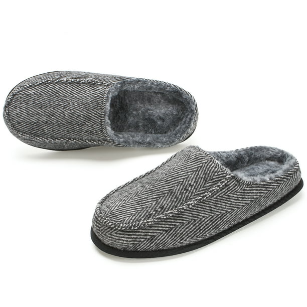 Men's Memory Foam House Slippers Cozy, Fuzzy Bedroom Slip-on