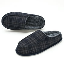 Men's Memory Foam House Slippers - Cozy, Fuzzy Bedroom Slip-on Loafer Shoes. Warm & Comfy Indoor Outdoor Moccasins. Unique Christmas Gift for Dad, Grandpa, Husband, Boyfriend, Navy Adult Size 10-11