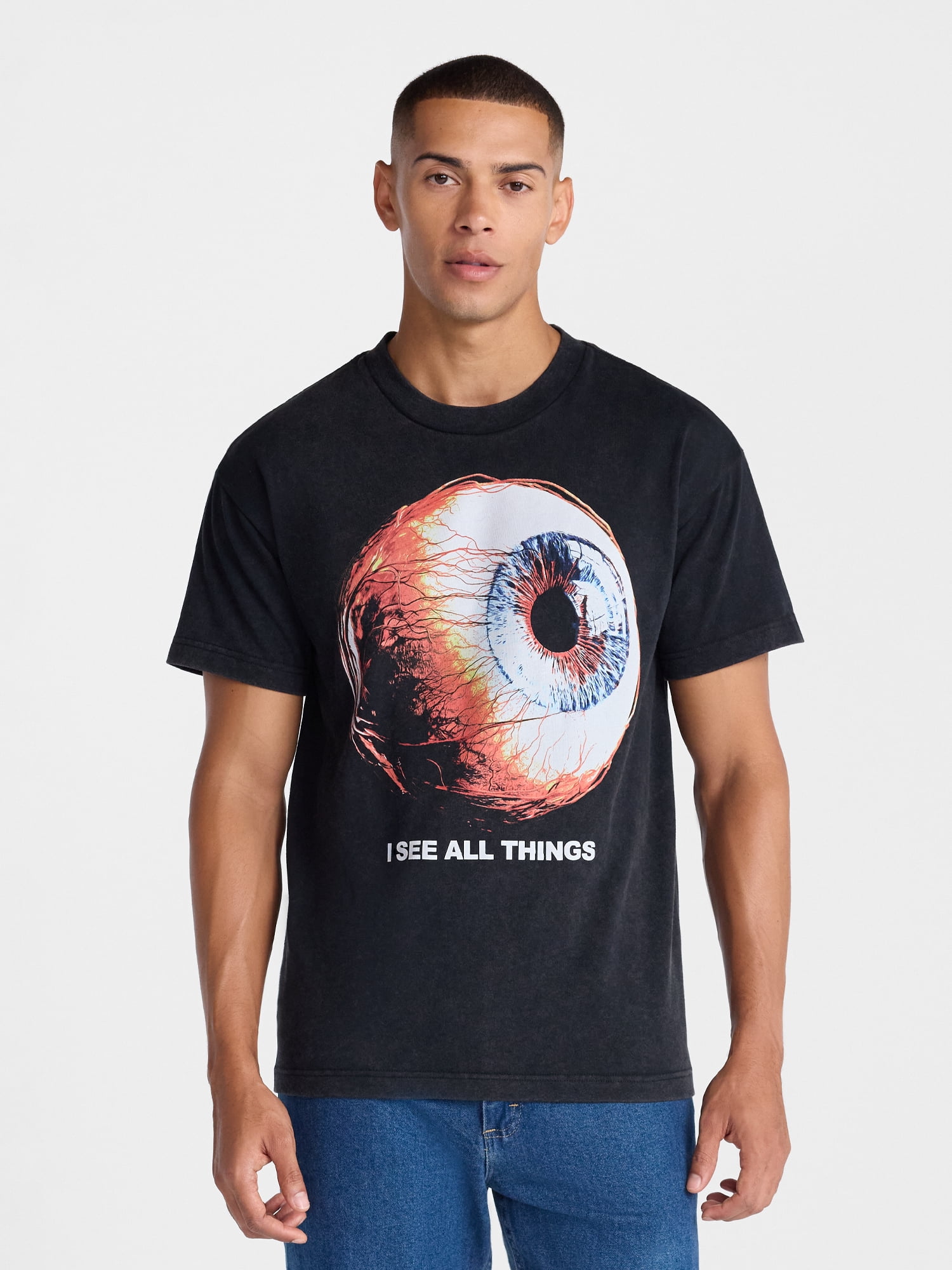 Halloween Boxy Fit Spooky I See All Things Graphic Tee, Men's Sizes XS-4XLT