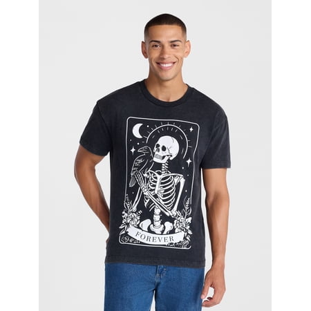 Mad Engine Halloween Boxy Fit Spooky Skeleton Forever Graphic Tee Shirt, Men's Sizes XS-4XLT