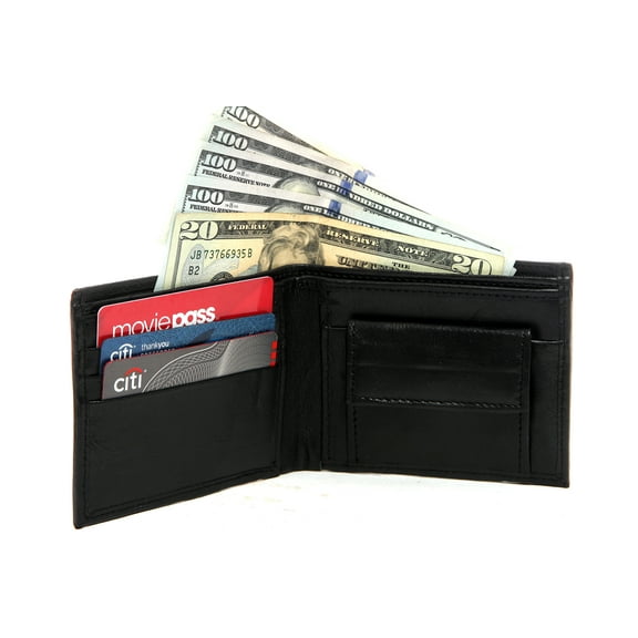 Men's Mens Genuine Leather Cowhide Wallet Credit Card ID Holder Slim Bifold New Black Wallet 4 x 3 inches