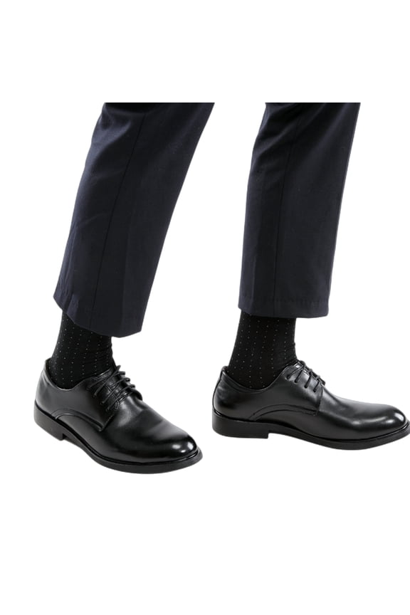 Men's Mercerized Cotton Dress Socks Business Casual Patterned Crew Sock Lightweight Soft Comfort
