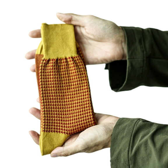 Men's Mercerized Cotton Dress Socks Business Casual Plaid Crew Sock Lightweight Soft Comfort, Medium 7.5-11.5