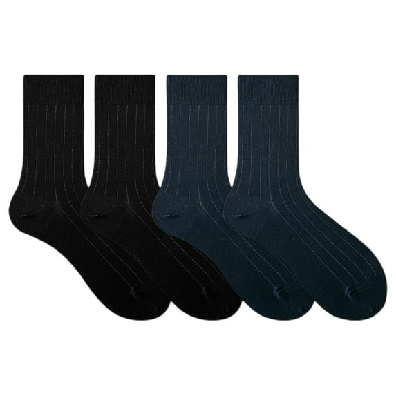 Men's Mercerized Cotton Dress Socks Business Casual Solid/Patterned Crew Sock Lightweight Soft Comfort, Medium 7.5-11.5, 4 Pairs