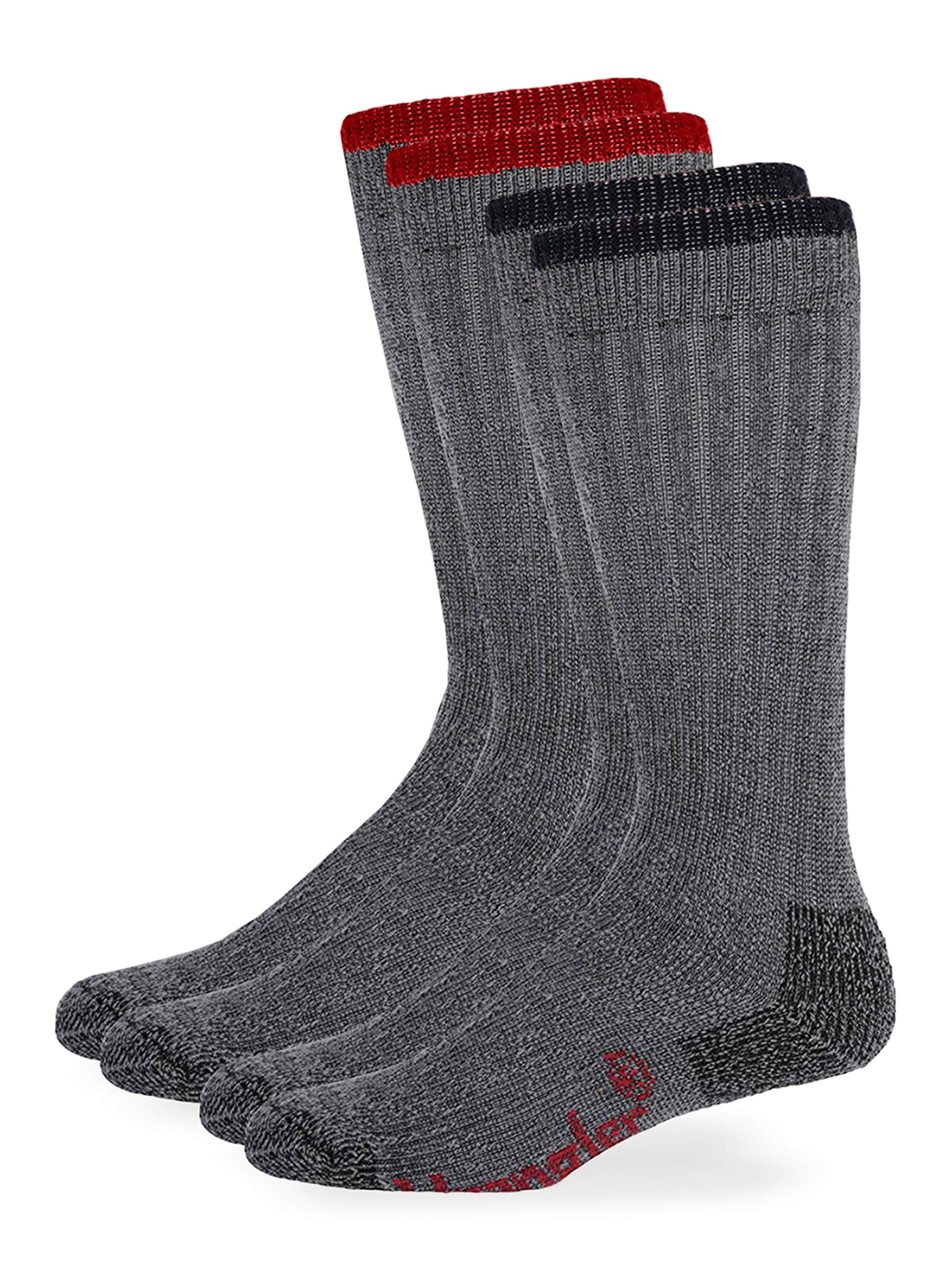 Men's Merino Wool Cushion Smooth Toe Boot Crew Socks 2 Pack