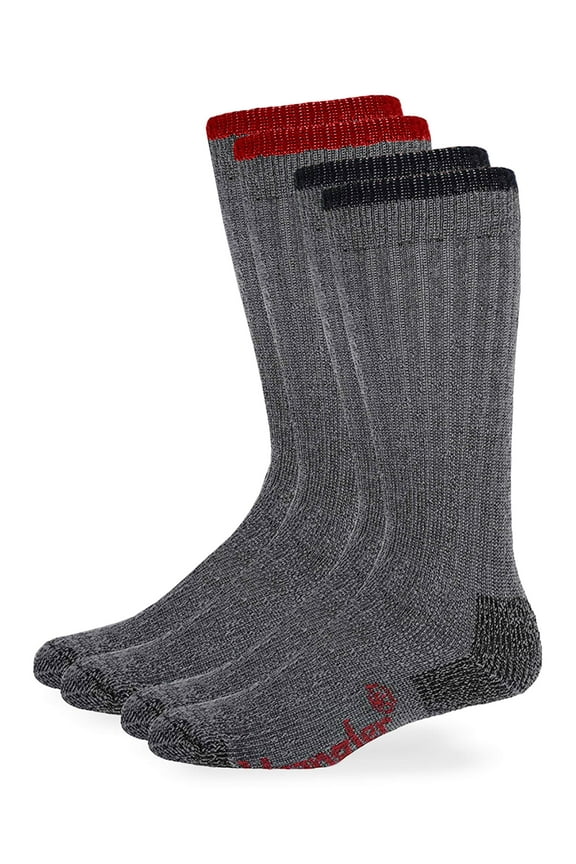 Men's Merino Wool Cushion Smooth Toe Boot Crew Socks 2 Pack