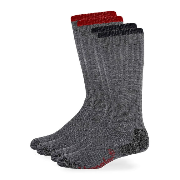 Men's Merino Wool Cushion Smooth Toe Boot Crew Socks 2 Pack