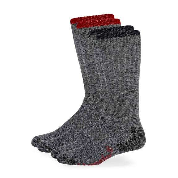 Men's Merino Wool Cushion Smooth Toe Boot Crew Socks 2 Pack