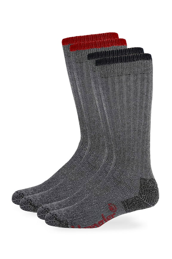 Men's Merino Wool Cushion Smooth Toe Boot Crew Socks 2 Pack