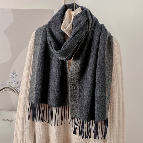 Men's Merino Wool Scarf, Oversized Plaid & Check Wrap for Men, 35x196cm,196*35cm,8