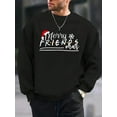 thumbnail image 1 of Men's Merry Friendsmas Print Fashion Crew Neck Long Sleeve Sweatshirt, Comfortable Regular Fit Pullover, Essential Men's Fall/Winter Top, Holiday Outfit, Winter Clothing, Festive Print, Stylish Pullo, 1 of 5