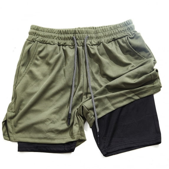 Men's Mesh 2 in 1 Athletic Workout Shorts with Compression Liner, Summer Quick Dry Breathable Training Running Short Pants for Marathon, 7" Inseam