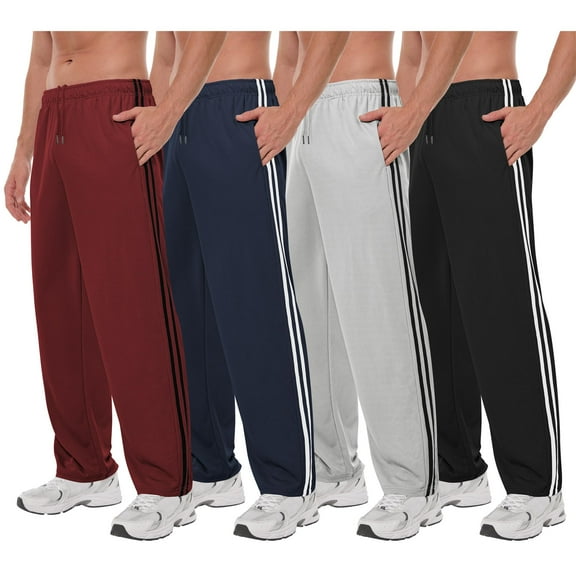 Men's Mesh Athletic Sweatpants with Pockets Open Bottom Gym Active Pants for Running, Training, Workout