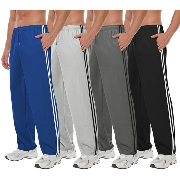 Men's Mesh Athletic Sweatpants with Pockets Open Bottom Gym Active Pants for Running, Training, Workout