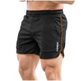thumbnail image 1 of Men's Mesh Booty Workout Shorts 3 Inch Lightweight Quick Dry Athletic Sportswear Gym Workout Retro Running Short Shorts Gold, 1 of 5