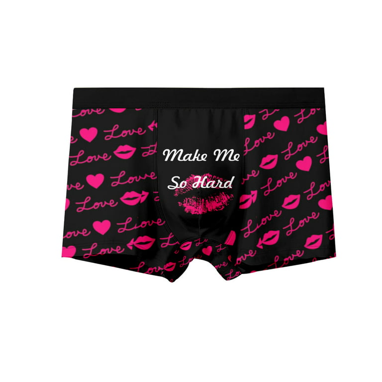 Men's Mesh Boxer Briefs Cooling Breathable Sports Underwear, Unique lip  print love heart Trunks,unique gifts for boyfriend,Sizes 2XS-6XL