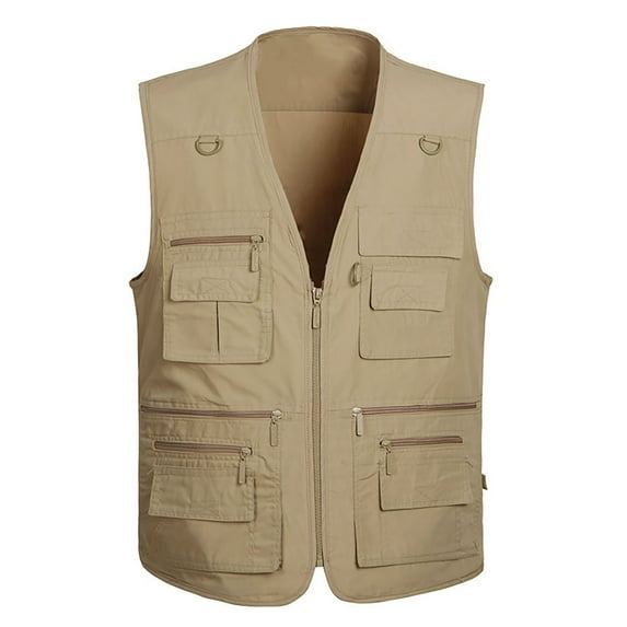 Men's Mesh Breathable Openwork Camouflage Journalist Photographer Fishing Vest Waistcoat Jacket Coat