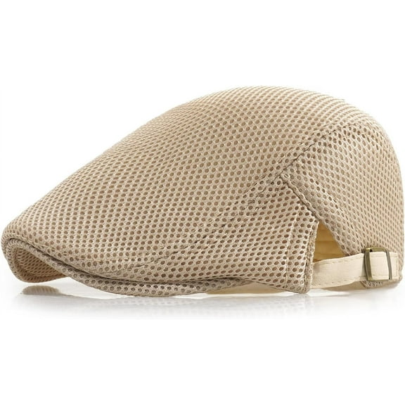Men's Mesh Cap Breathable Summer Newsboy Hat Adjustable Beret Ivy Cap Irish Cabbie Driving Hunting Hats