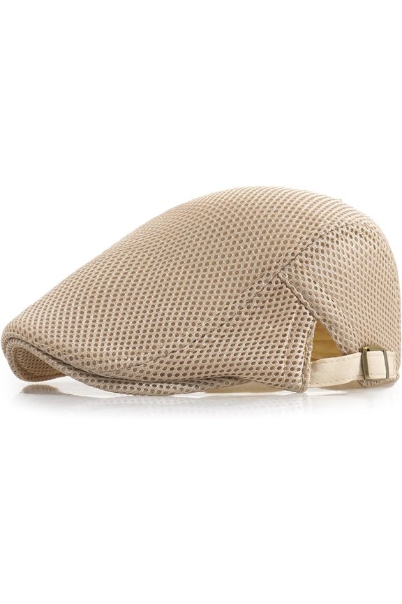 Men's Mesh Cap Breathable Summer Newsboy Hat Adjustable Beret Ivy Cap Irish Cabbie Driving Hunting Hats