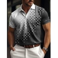 thumbnail image 1 of Men's Mesh Fabric Polo Shirt Button Up Polo Lapel Polo Shirt Golf Shirt Plaid Graphic Prints Geometry Street Casual Short Sleeve, 1 of 6