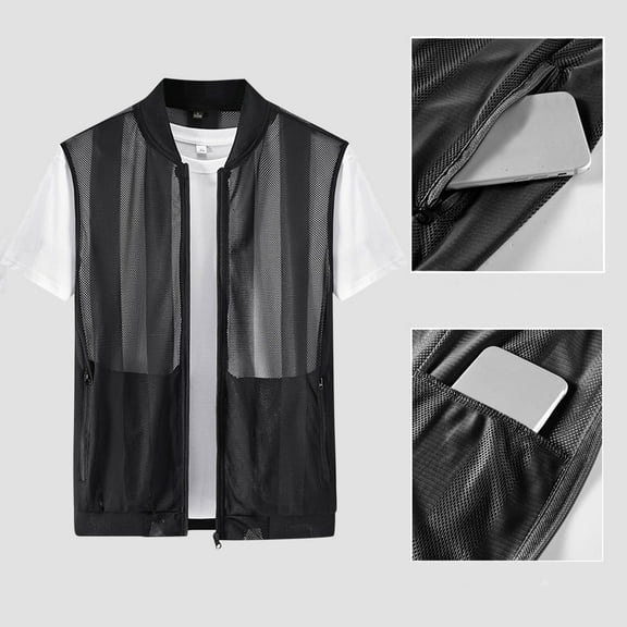 Men's Mesh Fishing Vest with Inner Pockets, Breathable Sun Protection Outerwear for Outdoor Water Activities, Limited Time Offer Under 10 Dollars