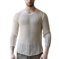thumbnail image 1 of Men's Mesh Fishnet Fitted Muscle Shirts Long Sleeve Workout Gym Tops See Through T-shirt Party Club Rave Disco Top, 1 of 4