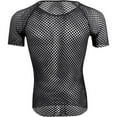 thumbnail image 1 of Men's Mesh Fishnet Fitted Short Sleeve Muscle Top Sexy Sheer See Through T Shirt Net Undershirt Top Clubwear, 1 of 4