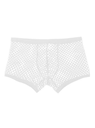 Biziza Men Bulge Mesh Boxer Briefs Mesh 2023 Sexy See Through Fishnet  Underwear Low Rise Solid Underpants Black M
