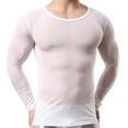 thumbnail image 1 of Men's Mesh Fishnet Muscle Top See Through Shirts Fitted Crew Neck Tee Clubwear, 1 of 6