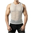 thumbnail image 1 of Men's Mesh Fishnet Muscle Top Shirts Fitted Crew Neck Tee Clubwear, 1 of 6