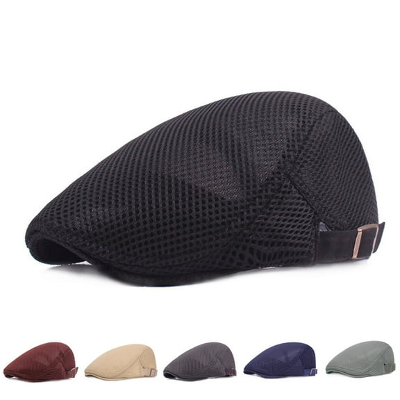Men's Mesh Flat Cap Breathable Summer Newsboy Hat Beret Cabbie Ivy Hat Gatsby Newsboy Hat for Driving Hunting