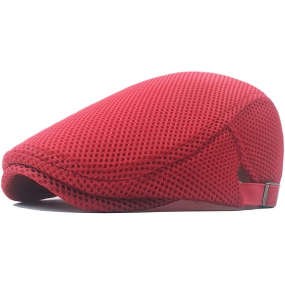 Men's Mesh Flat Cap Breathable Summer Newsboy Hat Beret Ivy Cap Irish Cabbie Gatsby Driving Hunting Hats